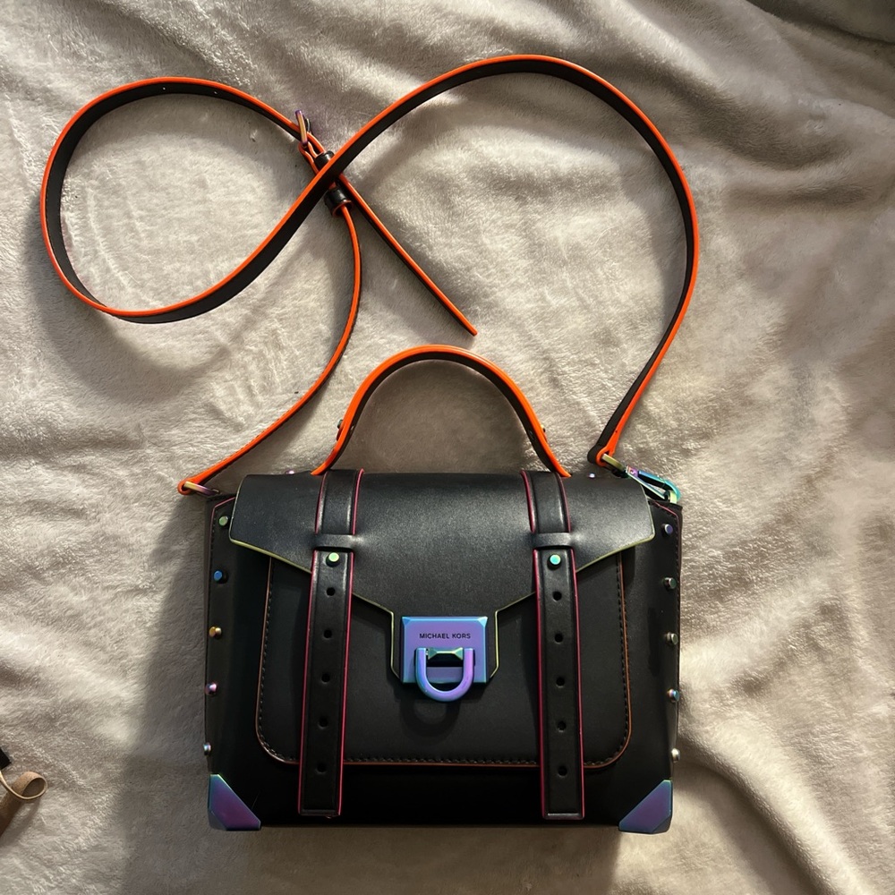 Michael Kors Black Satchel with Multicolor Accents